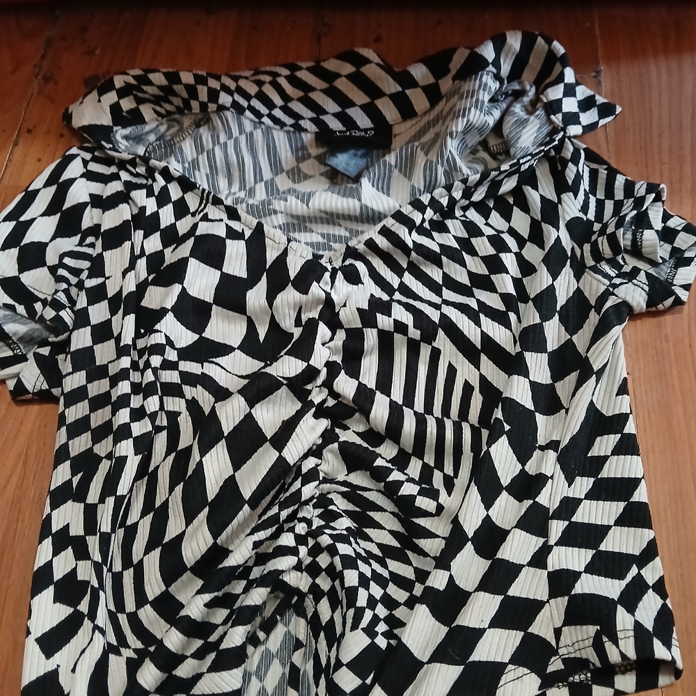 Topshop Black and White Checkered Blouse